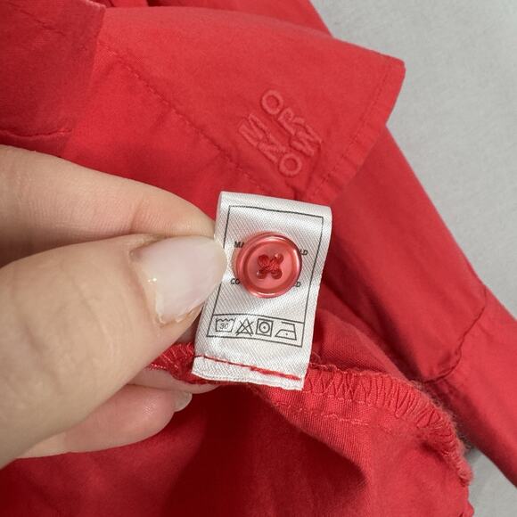 Monrow Womens Top Small Coral Pink Poplin Shirt Relaxed Fit Beachy Old Money - Picture 11 of 11